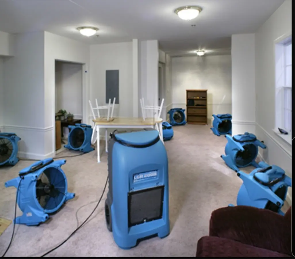 Air movers and dehumidifier setup for Water Extraction & Removal in Indio